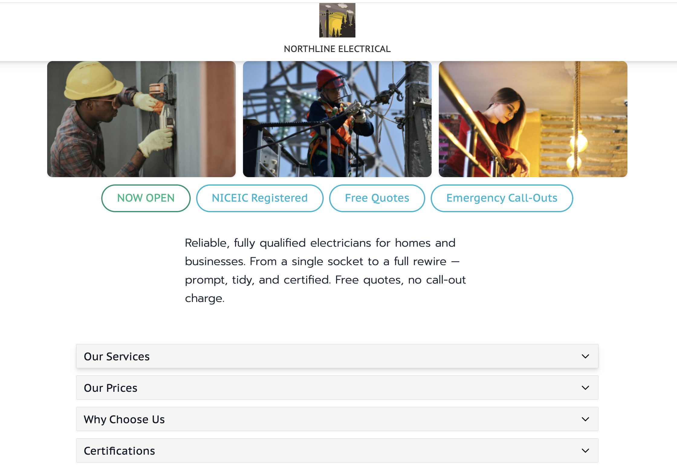 Finished business website created with Fablo